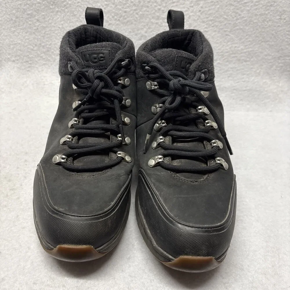 UGG Olivert Grizzly Black Waterproof Leather Hiker Snow Boots Shoes Mens 9.5